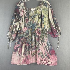 Fashion Bug Sheer Tunic Pink Paisley Peplum Plus 18/20W